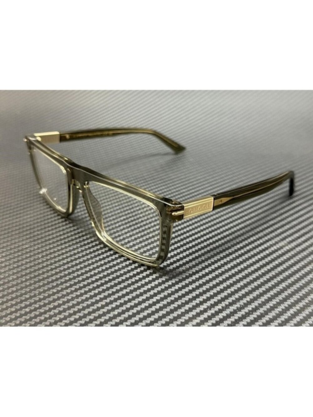 New Gucci Men Gray Transparent Eyeglasses 56-18-145